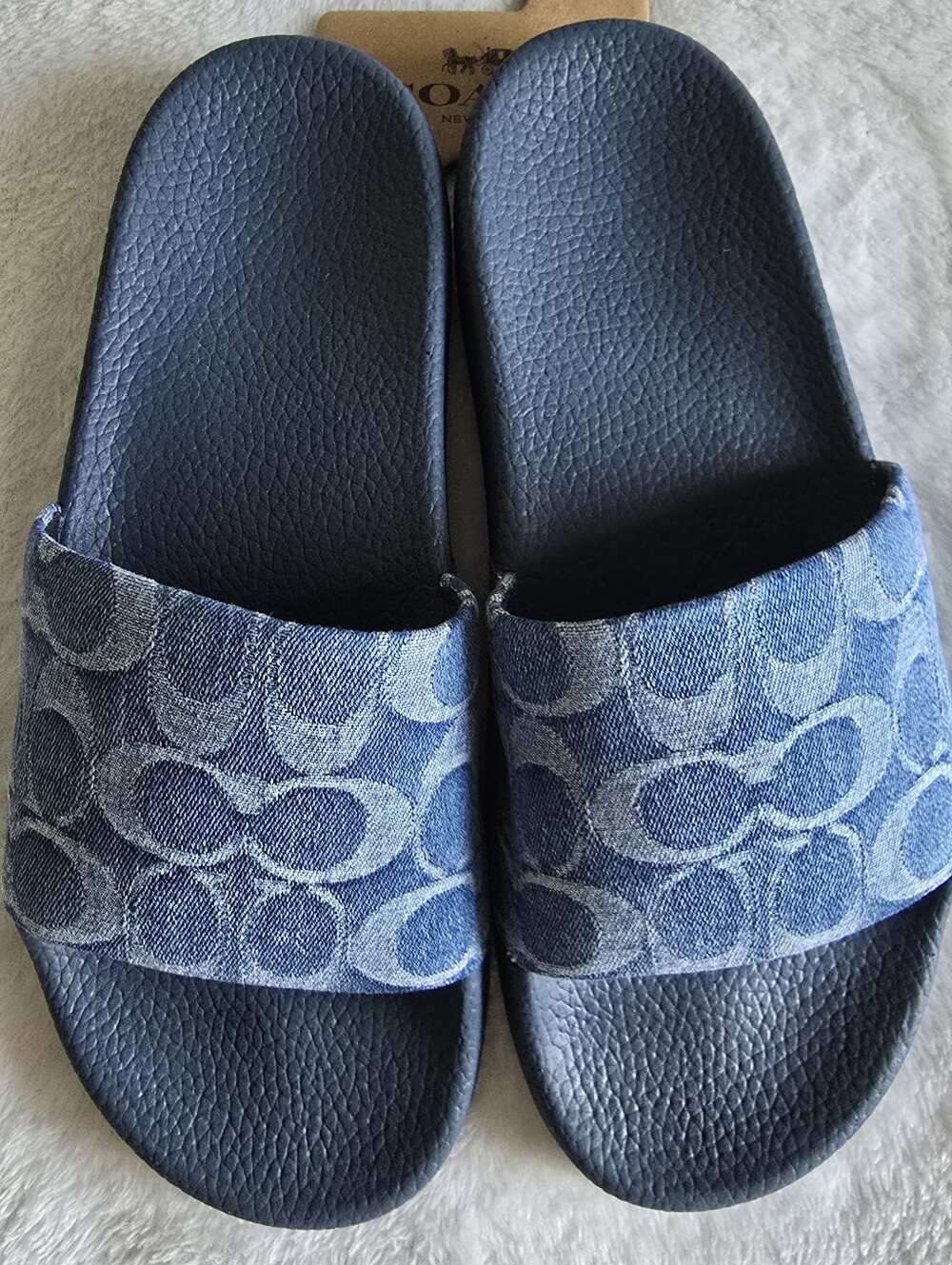 Udele Denim Sport Slide Slip-on In Regenerative Cotton Signature Denim Women's 7